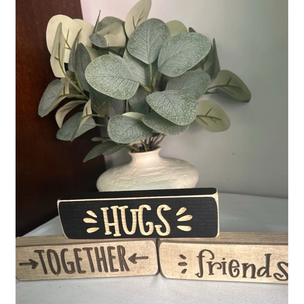 3-  Wood Block Words Table/Shelf Farmhouse Decor  WD3
